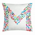 thumbnail image 1 of Letter M Throw Pillow Cushion Cover, Major and Minor Notes and Other Musical Elements in Uppercase M Design Alphabet, Decorative Square Accent Pillow Case, 18 X 18 Inches, Multicolor, by Ambesonne, 1 of 2