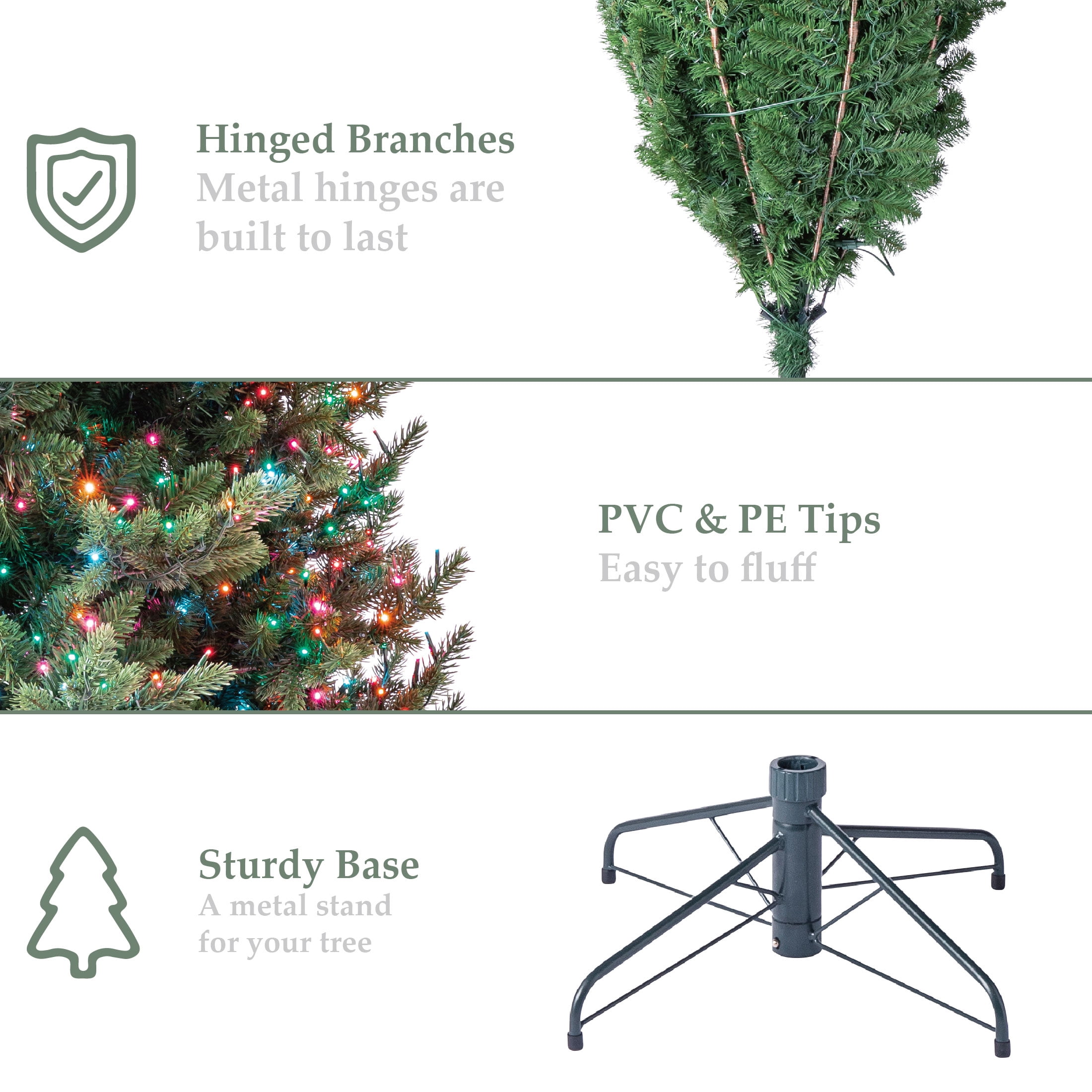 My Texas House 9FT Grand Spruce Prelit Green Artificial Christmas Tree with LumaDazzle Color-Changing Twinkle LED Lights and Quick Set