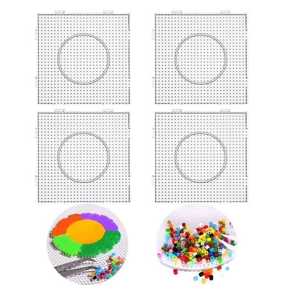 Fuse Beads Board Square: 4PCS DIY 5.7"x5.7" Clear Bead Pegboard Melt Beads Board