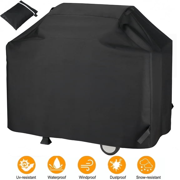 Grill Cover, 58 inch BBQ Gas Grill Cover for Outdoor Grill, Anti-UV and Fade Resistant Waterproof Barbecue Grill Covers for Weber, Char-Broil, Nexgrill and More, Black