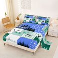 thumbnail image 2 of Castle Fairy Animal Deer K Initial King Sheets 4pcs,Abstract Camouflage Stripes Bedding,Teal Blue White,1 Fitted Sheet, 1 Flat Sheet and 2 Pillowcases, 2 of 6