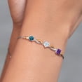 thumbnail image 4 of Gem Stone King 925 Silver and 10K Yellow Gold London Blue Topaz Moissanite Purple Amethyst and Lab Grown Diamond Tennis Bracelet for Women By Keren Hanan (2.15 cttw, Adjustable up To 9 inch), 4 of 4