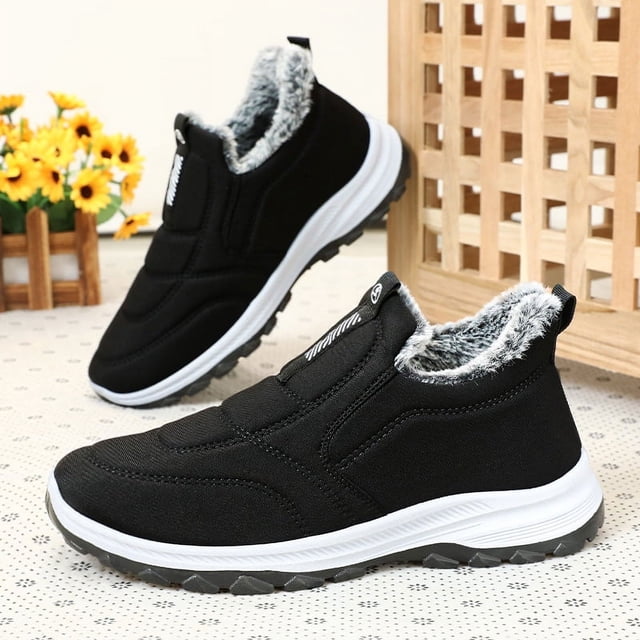 Zapatos de invierno para mujer, botas de algodón grueso con forro polar, zapatos de madre, zapatos de hombre y mujer, los mismos zapatos de hombre de siempre, zapatos de algodón