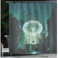 thumbnail image 4 of Ambesonne Cartoon Shower Curtain, Dark Magic Fiction City, 69"Wx84"L, Teal Black, 4 of 5