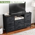 thumbnail image 6 of EnHomee Wide Dresser TV Stand with 8 Drawer & Outlet,Dresser for Bedroom Wide Black Dresser & Chests of Drawers Fabric Dressers TV Console Storage Unit for Living Room/Bedroom Furniture, Black, 6 of 8