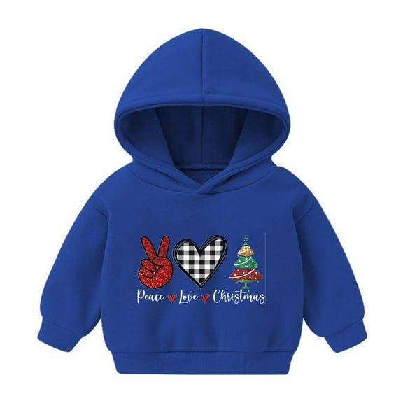 Odeerbi Toddler Boys Girls Christmas Sweatshirt Fleece Lined Hoodie Toddler Baby Children's 2025 Casual Print Sweatshirt For The Baby Gift Blue 4-5 Years