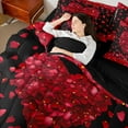 thumbnail image 4 of jejeloiu Happy Valentine'S Day 7-Piece Twin Bedding Sets,Romantic Floral Loves Bedding Comforter Set,Red Black Sheet Sets For Girls,Microfiber Bedroom Decor Reversible, 4 of 8