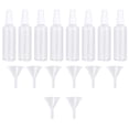 thumbnail image 1 of Juego de 16 botellas de spray de 30 ml con embudo, vacías, de plástico, rellenables, para viaje (4 botellas blancas, 4 botellas moradas y 8 embudos)., 1 of 7