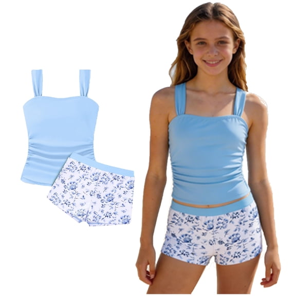 Kids Girls Swimsuits Girls Swimsuit With Shorts 2 Piece Teen Bathing Suits Girls Bathing Suit Size 9-10 Years
