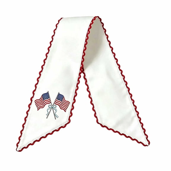 Deeceymbur Rural Style Patriotic Wreath Sash Stripe Bow Ornament for Home Holiday Decor