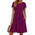 thumbnail image 3 of UVN Womens Summer Dresses Short Petal Sleeve Crew Neck Midi Sundress for Women A-Line Flowy Dress with Pocket, 3 of 9