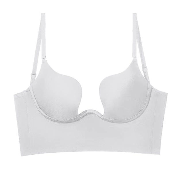 TSADFHJI Women Solid Low Back Bras Underwired U Shape Backless Bras Multiple Convertible Straps Underwire Bra Suit Bras for Women Role Play Bras for Women with Robe Women Bras 2 Piece Bras White L