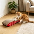 thumbnail image 4 of Cardboard Cat Scratcher Board, Corrugate Cat Scratcher for Indoor Cats, Cat Scratch Pad with Premium Scratch Textures Design, Red, 4 of 6