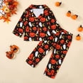 thumbnail image 2 of Tisuna Boys Halloween Pajama Set Long Sleeve Two Piece Outfit Pumpkin Ghost Print Sleepwear For Toddler Kids Comfortable Loungewear Orange Size 18-24 Months, 2 of 7