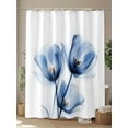 thumbnail image 4 of Fsddascl Blue Flowers Shower Curtain Set - 72" x 78" Washable Bathtub Curtain with 12 Hooks, Minimalism Botanical Ombre Tulip Floral Waterproof Fabric Stall Shower Curtains for Bathroom/Bathtub, 4 of 6