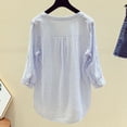 thumbnail image 4 of Fengqque Women's V- Neck Stripe Recreational Short Sleeve Tops, 4 of 4