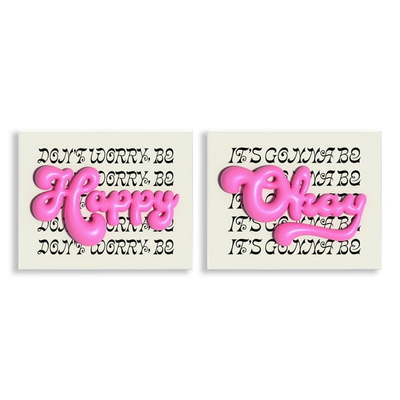 Stupell Industries Uplifting Bubble Phrases Text & Numbers Painting Unframed Art Print Wall Art, 14 x 11, Set of 2