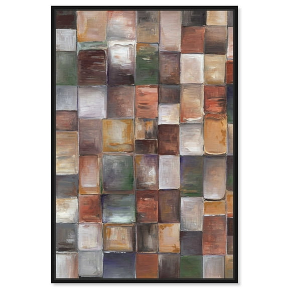 Brown Squares Brown Earthy Abstract Canvas Wall Art by Art Remedy, Black Floater Frame, 10"x15"