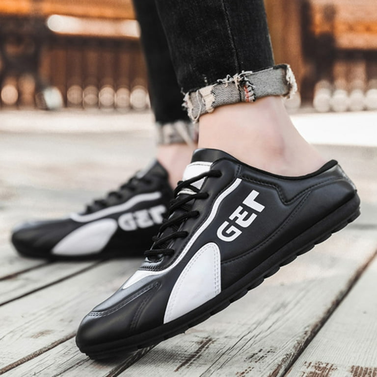 Dakaela Men's Slip on Mule Sneakers Wide Backless Tennis Shoes