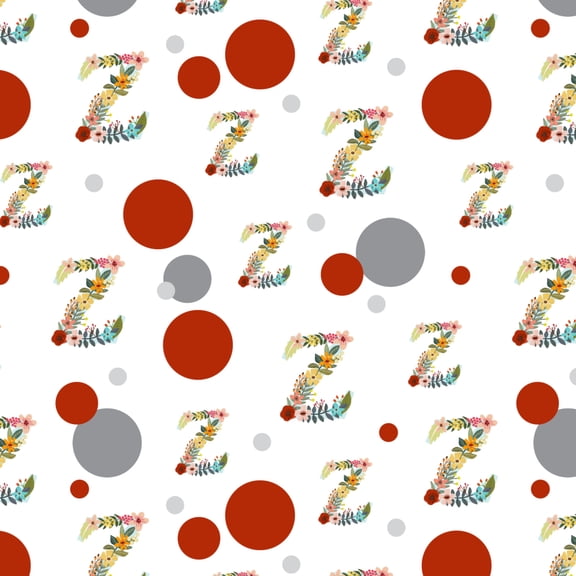 Letter Z Floral Monogram Initial Premium Gift Wrap Wrapping Paper Roll