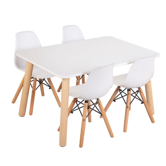 Mesa Rectangular - Cuatro sillas Berlín (Blanco)