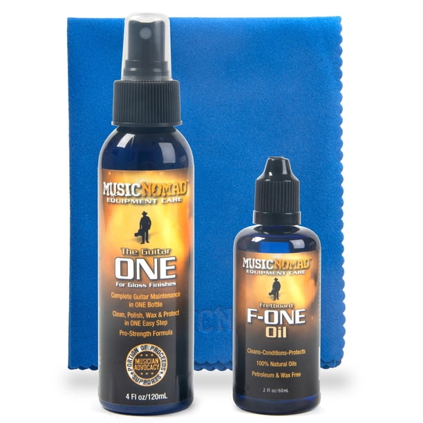 Kit de limpieza MusicNomad para limpiador/pulidor corporal y aceite para diapasón para guitarra