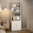 thumbnail image 6 of AEGFKD Bookcase with Doors Industrial Bookshelf 11.8in Depth Display Storage Shelves 71.4in Tall Farmhouse Bookcases Wooden 6 Shelf Bookshelvels for Bedroom, Living Room, Home Office (White), 6 of 8