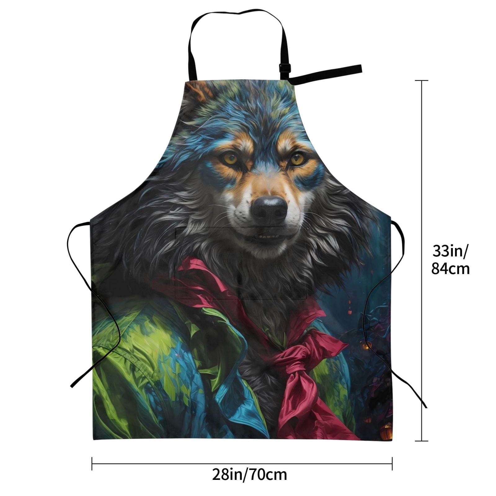 Kdxio Vintage Wolf Warrior Apron with Pockets Adjustable Kitchen Aprons for Men Women Waterproof Aprons for Cooking,Drawing,Crafting, Baking Household Cleaning
