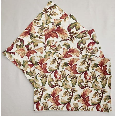 

Autumn Fall Floral Leaves Placemats by Penny s Needful Things (Wave - Set of 6) (Quilted Burgundy)