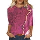 thumbnail image 3 of Gibobby Camisa&nbsp;Moda Mujer Primavera de longitud media con cuello redondo Camiseta estampada Mujer Tops mangas Blusa informal para mujer（Vino， L), 3 of 3