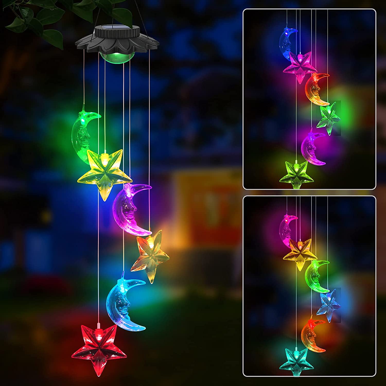 Butterfly Solar Wind Chimes with Bells COTEN Hanging Outdoor Wind Chimes Light Courtyard Decoration and Gifts LED Wind Chimes Lights for Indoor and Outdoor Hanging Decoration 