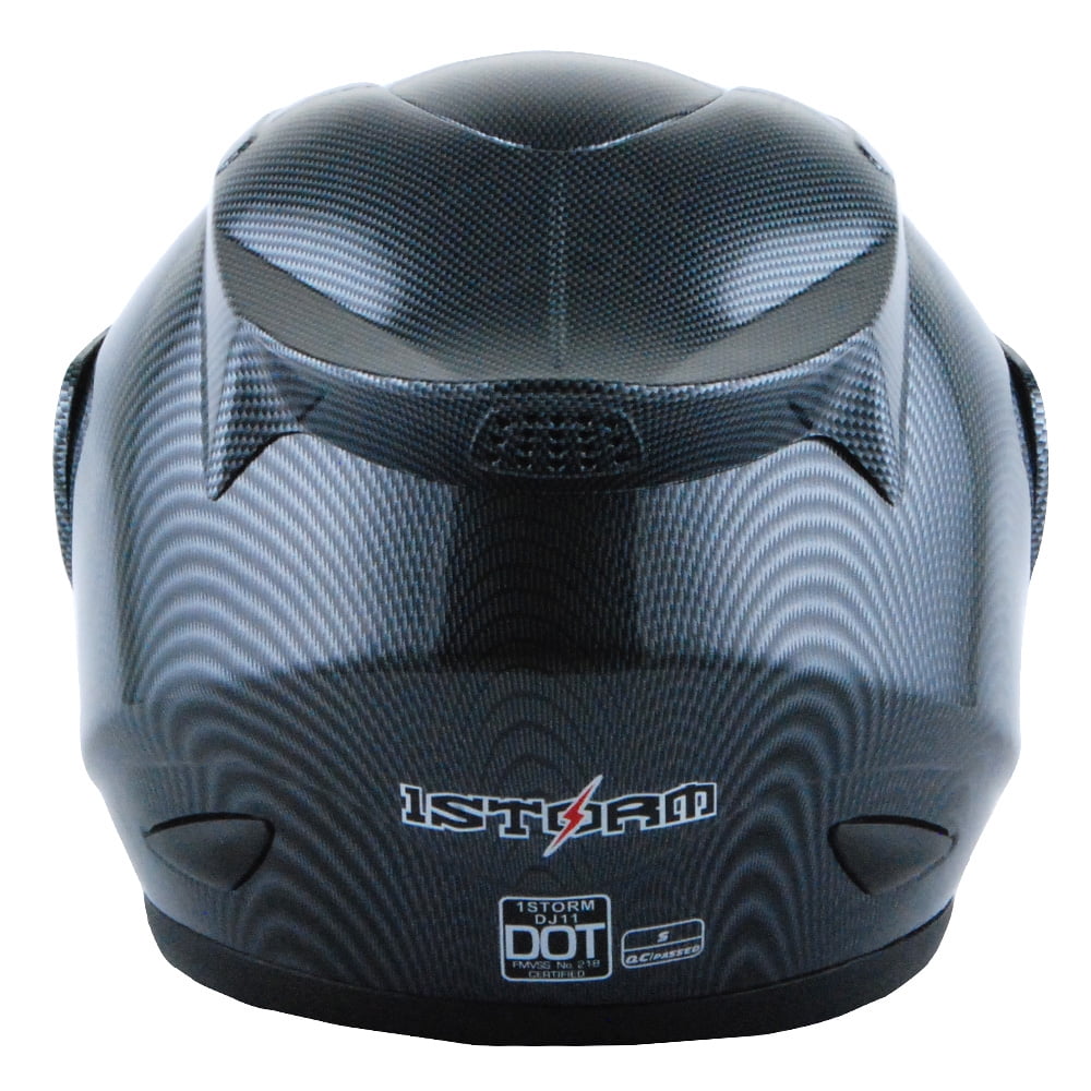 1STORM Adult FULL FACE BIKE MOTORCYCLE HELMET MECHANIC DJ11CLS CARBON FIBER BLACK