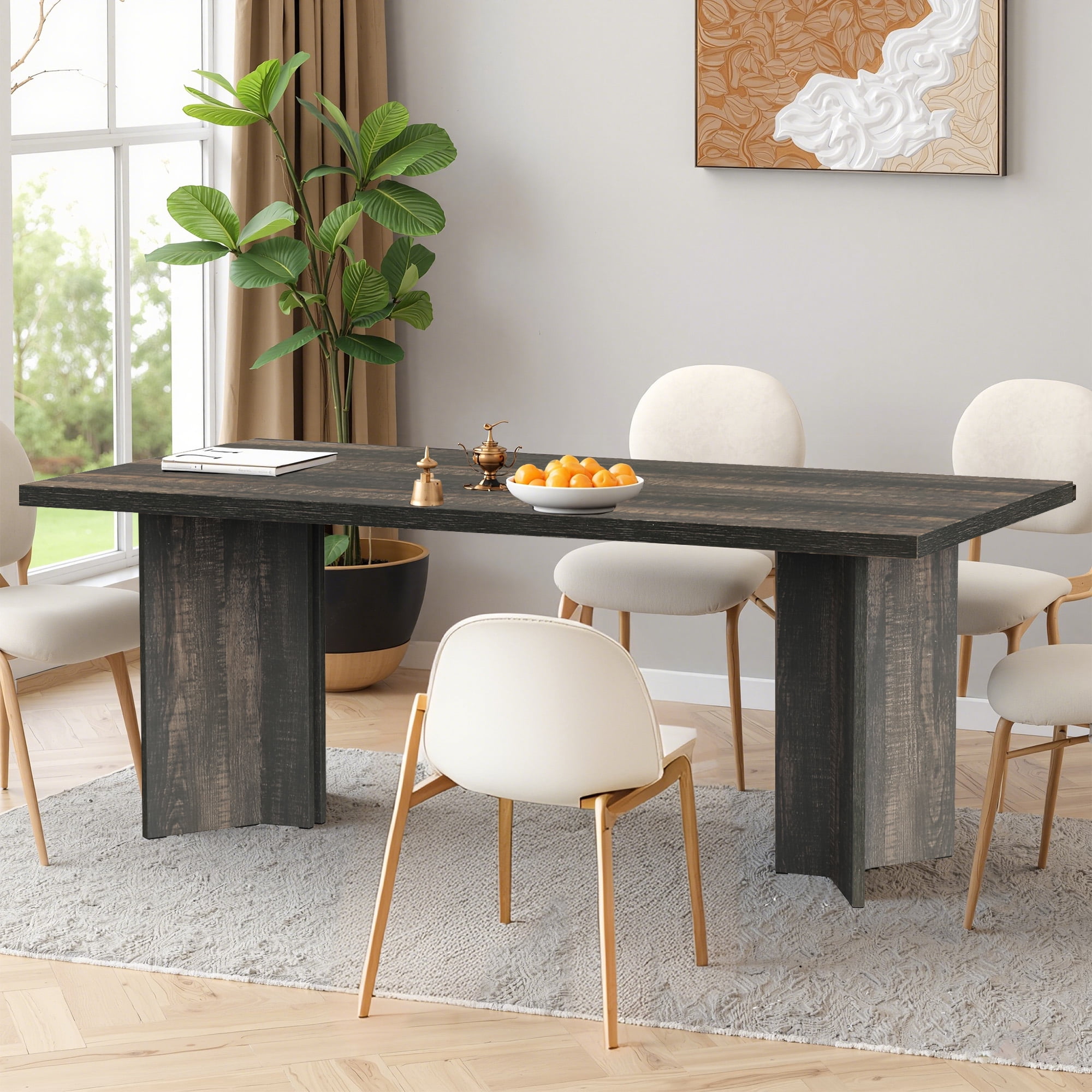 MAYEERTY 63 Inch Farmhouse Kitchen Table Multi-Use Desk with 300lbs Capacity & Easy Assembly