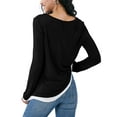 thumbnail image 2 of OHHSHEEN Womens Long Sleeve Shirts, Casual Crewneck Tunic Tops for Womens Fall, Basic Tees for Women Loose Fit, 2 of 5