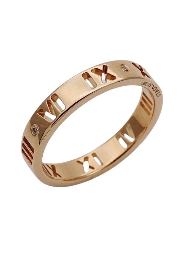 Pre-Owned Tiffany & Co. Women's Ring, Brand Name 750PG, 4-Piece Diamond Atlas Pierced Pink...