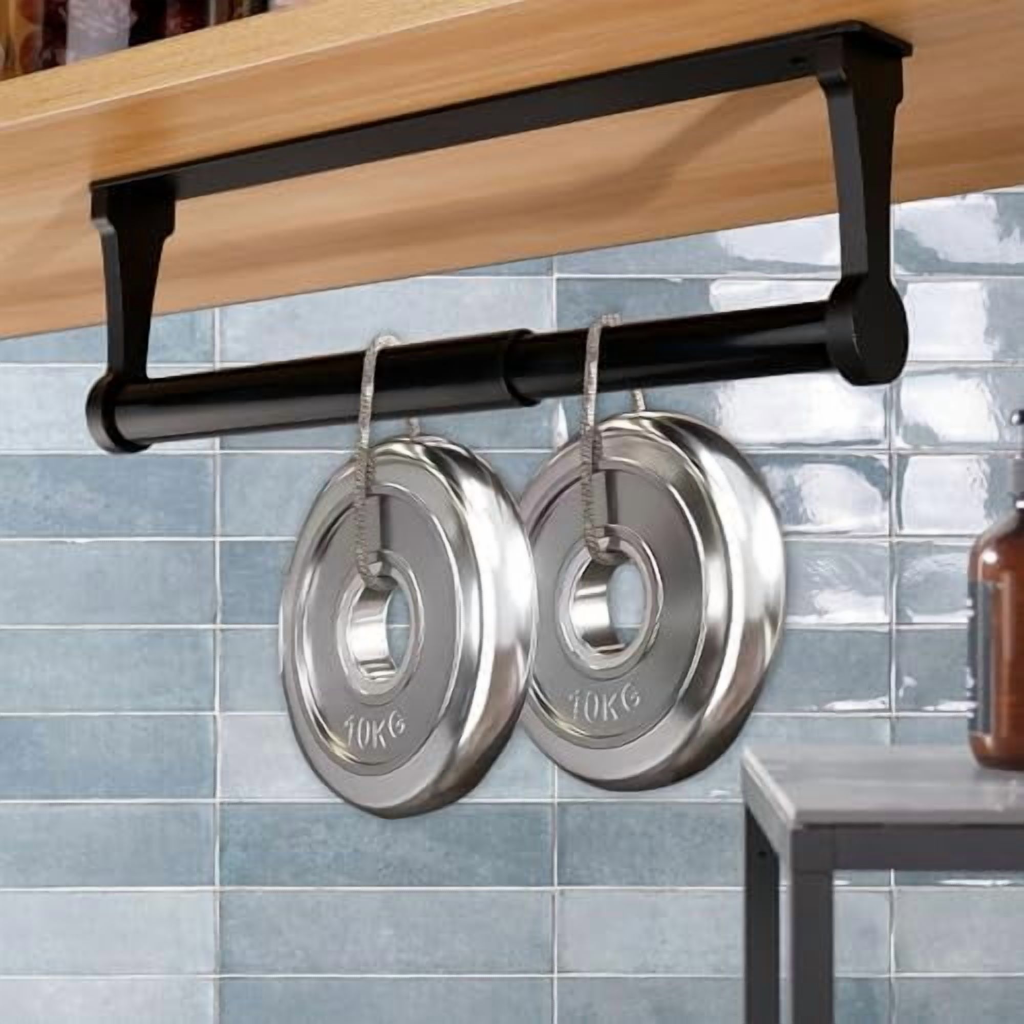 Paper Towel Holder Under Cabinet, Paper Towel Holder, Aluminum Alloy Kitchen Towel Holders, Self Adhesive Kitchen Roll Holder for Kitchen, Bathroom, Living Room (Black)