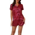 thumbnail image 1 of Conjuntos de pijama para mujer INSPIRE CHIC, camiseta de manga corta con botones y pantalones cortos, conjuntos de lounge M Corazón Rojo, 1 of 6