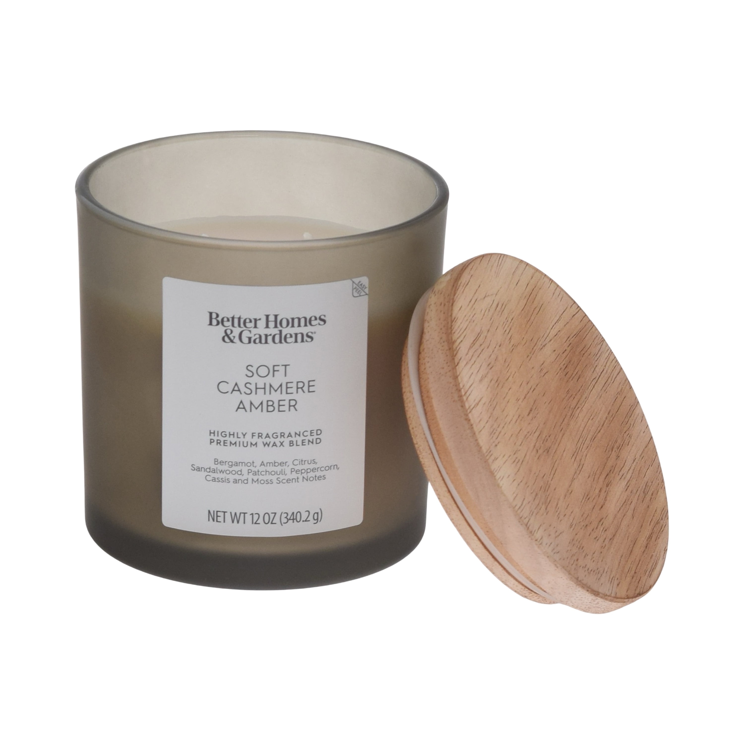 Better Homes and Gardens Soft Cashmere Amber Scented 2-Wick Frosted Jar Candle 12oz.