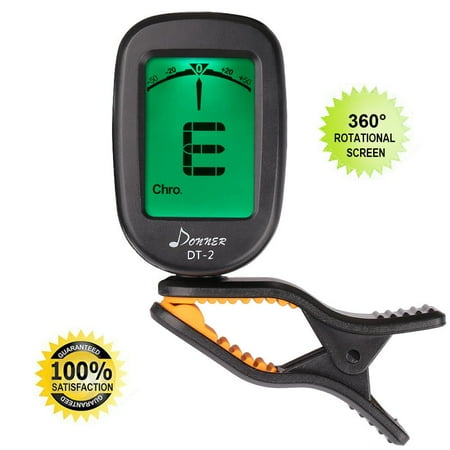 Donner Guitar Tuner Clip on DT-2 Chromatic Digital Tuner Acoustic Guitars, Banjo, Ukulele, Violin, (Best Computer Guitar Tuner)