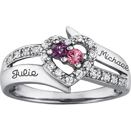 Personalized Family Jewelry Enchantment Promise Ring available in Sterling Silver, Gold and White (Best Mothers Day Rings)