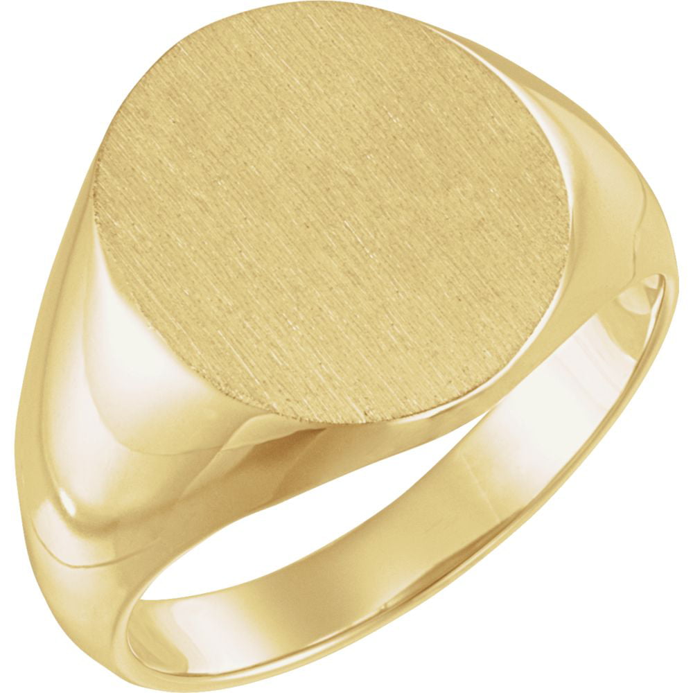 Diamond2Deal - 10K Yellow Gold 18x16 mm Solid Oval Men's Signet Ring ...