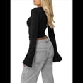 thumbnail image 4 of Blusas de Encaje con Cuello en V y Larga para Salir para Mujer Negro L, 4 of 5