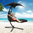 thumbnail image 3 of Dkeli Steel Adjustable and Foam Wrapped Armrests Swing Lounge Chair Black, 3 of 7