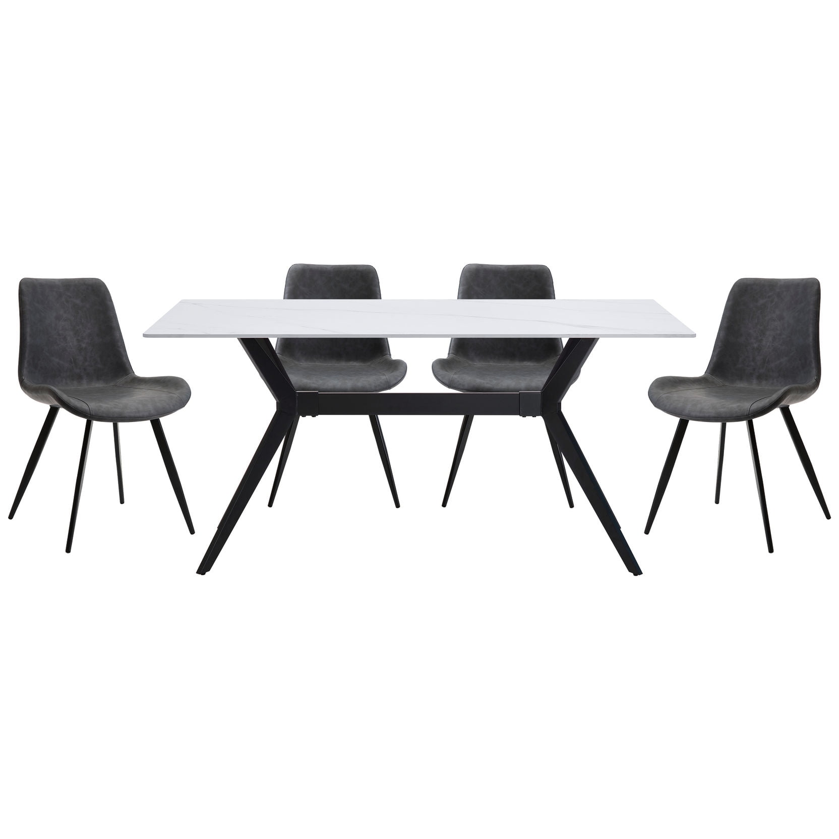 Rectangular modern dining table set | Ideal for small family dining | Displays a marble - like appearance
