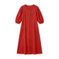thumbnail image 5 of Boho Dresses for Women 3/4 Length Puff Sleeve V Neck Casual Maxi Dress with Pockets Vacation Beach Dress, 5 of 5