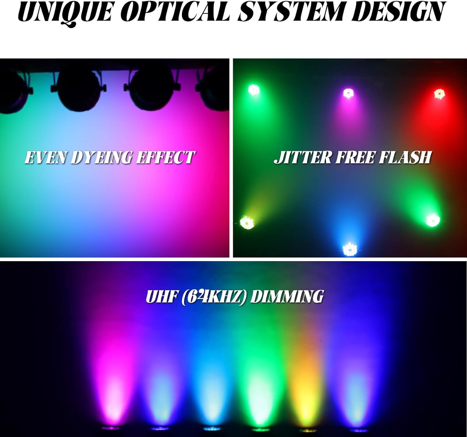 Outdoor  Par Lights, IP65 Stage Light, LED Uplights with DMX512 Sound Activated, DJ Lighting for Christmas Event Party Wedding Disco (1, 4 Colors Mixed)