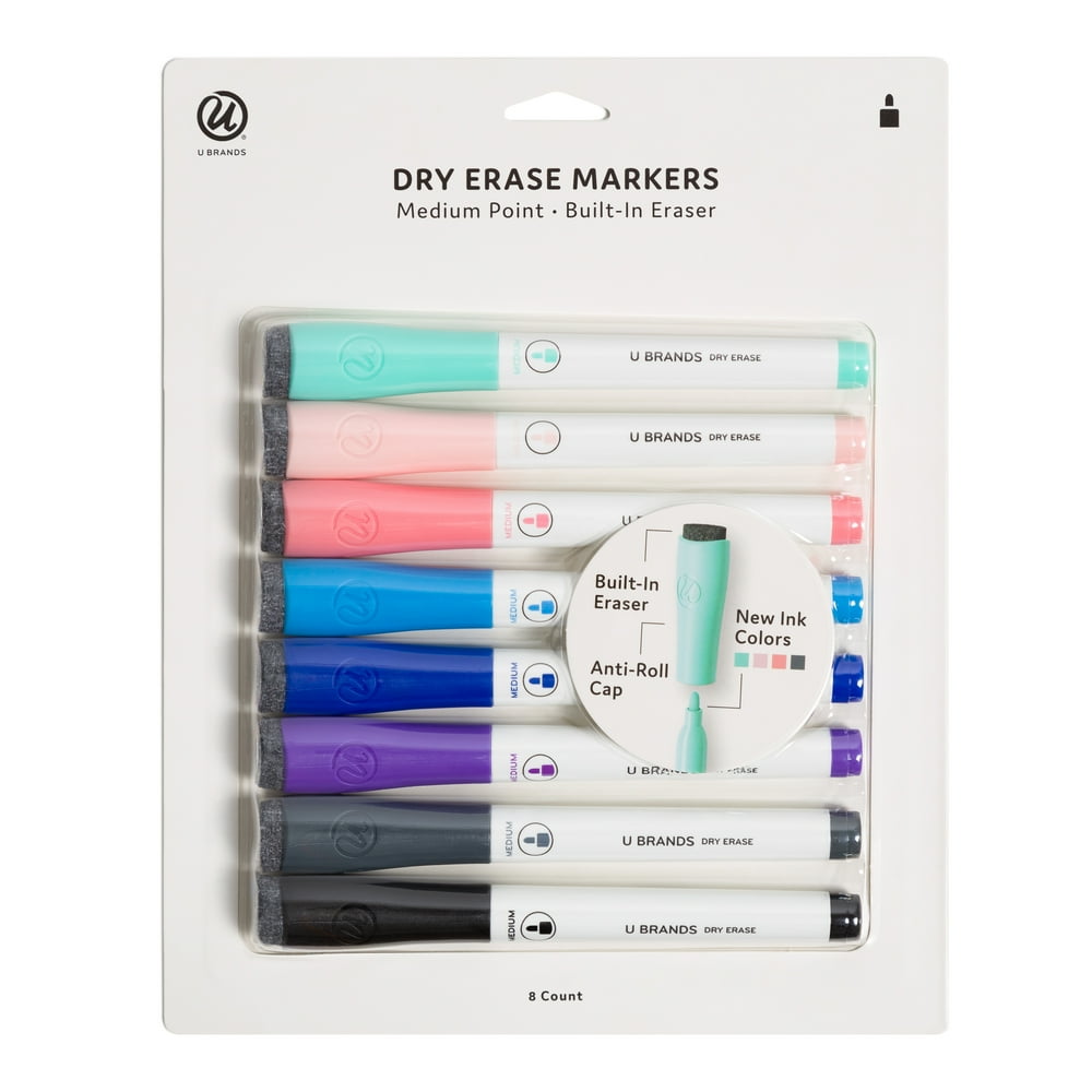 U Brands Dry Erase Markers, Low Odor Ink, Medium Bullet Tip, Assorted