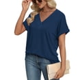 thumbnail image 4 of Ronuti Womens Summer Tops Short Rolled Sleeve Shirts 2026 Fashion V Neck Clothes, 4 of 8
