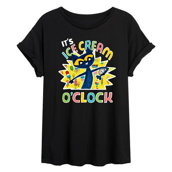 Pete The Cat - Icecream Oclock - Women's Oversized Graphic T-Shirt