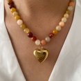 thumbnail image 5 of Elegant Heart Pendant Necklace Beaded Chain Necklace Natural Stones Necklace Elegant Party Jewelry for Fashion Outfits, 5 of 9